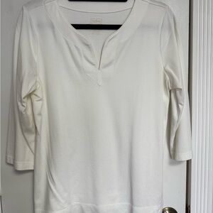 L.L. Bean Off White V-Neck Blouse